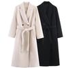 Women's Fashion Casual Blended Long Coat with Belt - European & American Style