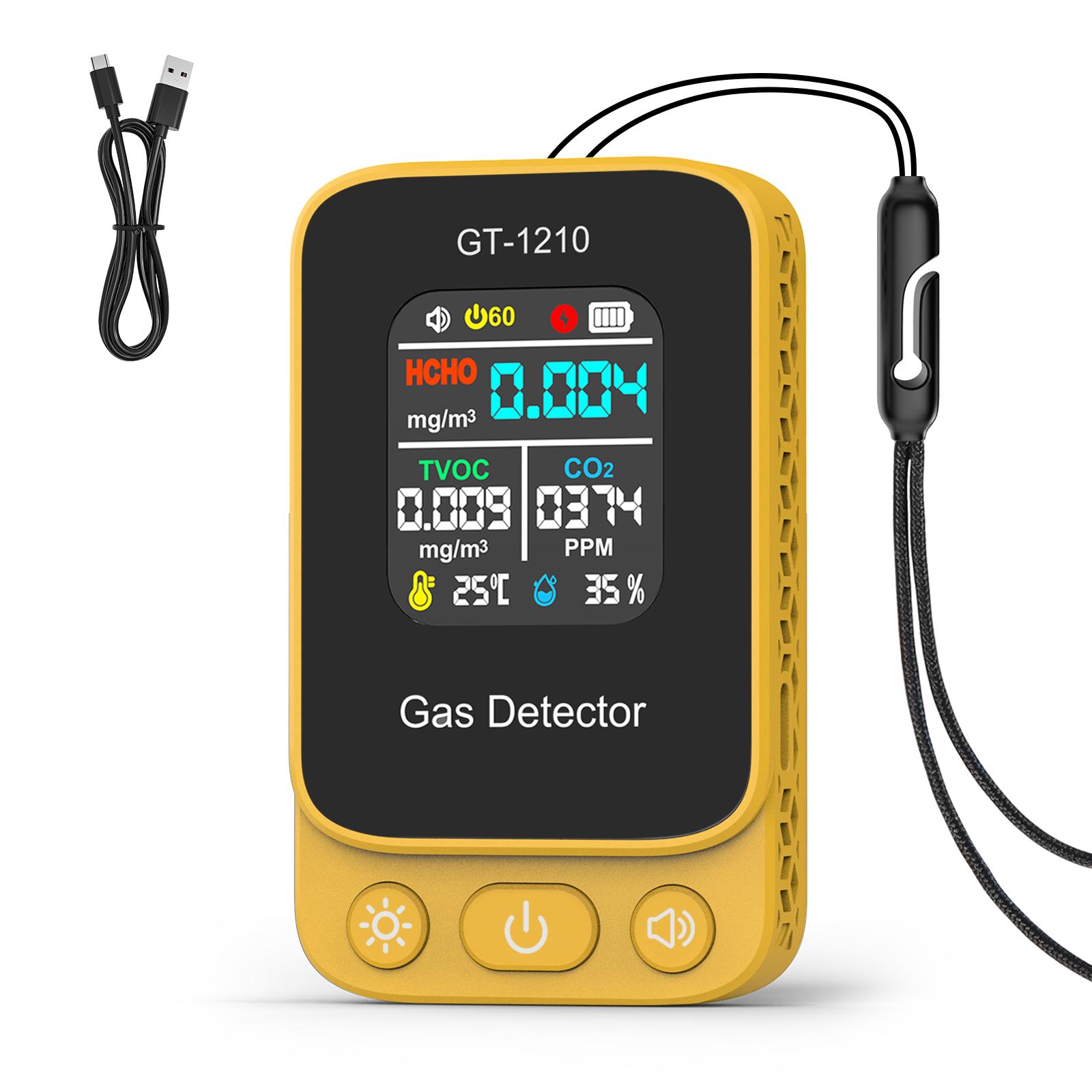 

Mini 5 In 1 Air Quality Monitor CO2 HCHO TVOC Tester Temperature Humidity Meter Carbon Dioxide Detector For Indoor and Travel жовтий