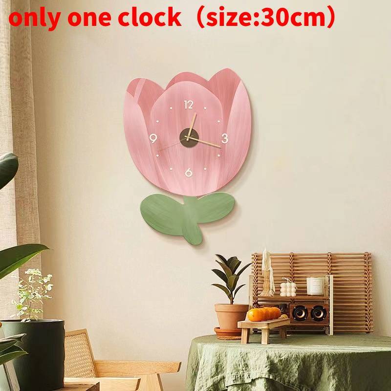 Flower Wall Clock Modern Minimalist Quartz Silent Decor For Living Room Tulip