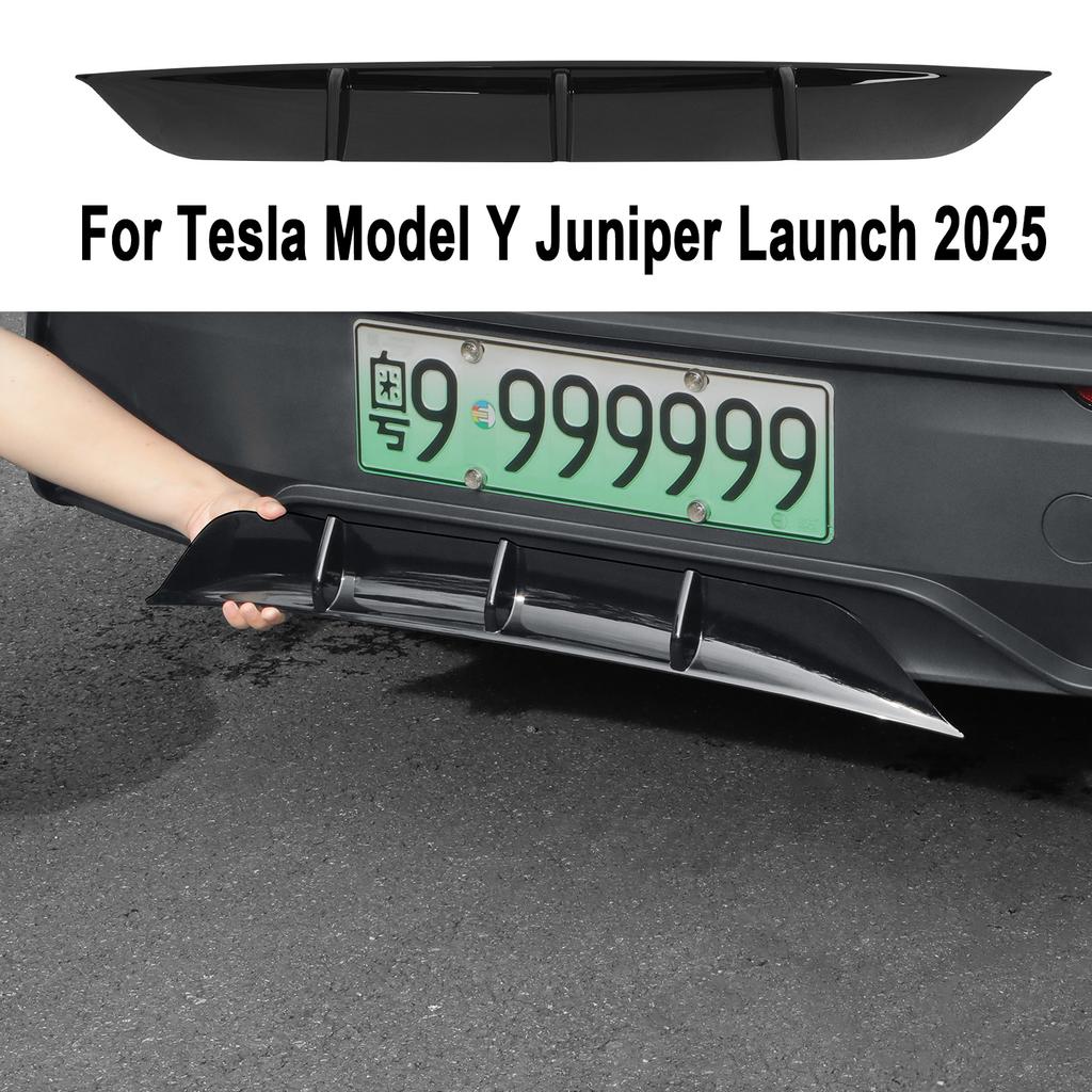 Para Tesla Model Y Lanzamiento Juniper 2025 2026 Spoiler Trasero de Coche Protector Guardabarros Patrón Fibra de Carbono ABS Cubierta de Cuchilla de Aire Accesorios