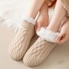Grid Winter Floor Socks Patchwork Sleeping Socks Fashion Thicken Velvet Socks  Fall/Winter