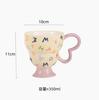 Hand-Painted Relief Household Ceramic Cup Drinking Cup Design Sense Coffee Cute Milk Cup Ceramic Cup