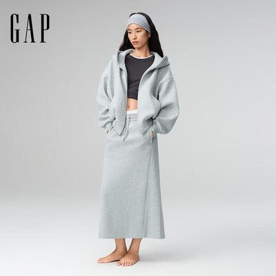 Women's Embroidered Logo Slit Elastic Waist Midi Sweat Skirt