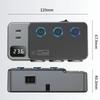 120W PD35W+QC3.0 Schnelllader 5 USB-Buchsen & 3x Zigarettenanzünder-Verteiler mit LED/Ein-Aus-Schaltern/LCD-Voltmeter Steckdose