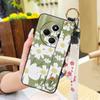 Silicone Soft case Phone Case For Redmi A4 5G Wrist Strap Ring Kickstand Flower Anti-dust Lanyard Phone Holder Durable