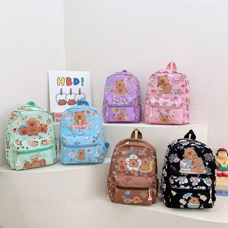 Pattern Capybara Cartoon Backpack Large Capacity Shoulders Bag Children Gift