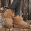 Fashion Warm Short Plush Thick Bottom Woman's Snow Boots 2025 Winter Furry Ankle Boots with Platform Metal Decoration Fluffy Fur Shoes