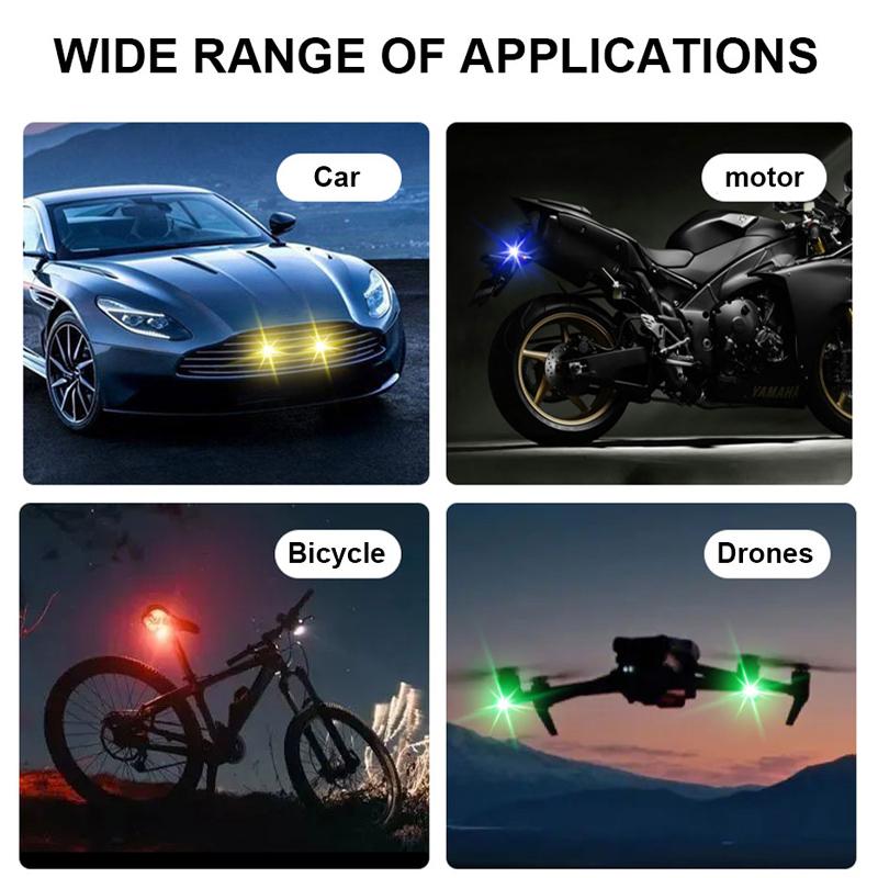 SEAMETAL Lumină stroboscopică universală cu 7 culori pentru motocicletă, scuter, mașină, cu LED-uri de avertizare anti-coliziune, indicator de semnalizare bliț pentru drone