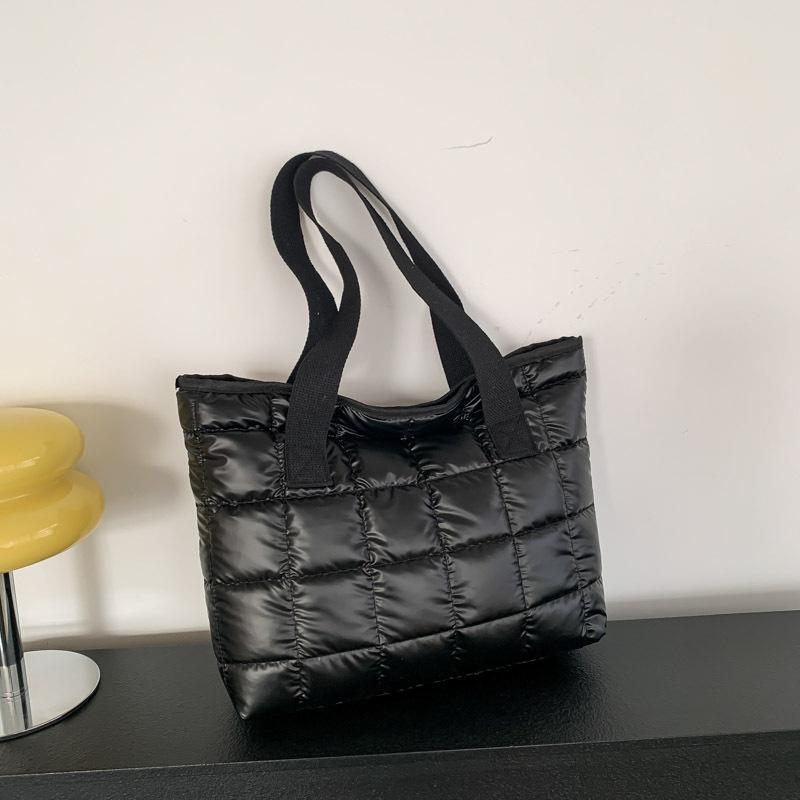 Mode Gewatteerde Schoudertassen Dons Katoen Gevuld Grote Capaciteit Tote Bags Effen Kleur Boodschappentassen Dames Meisjes