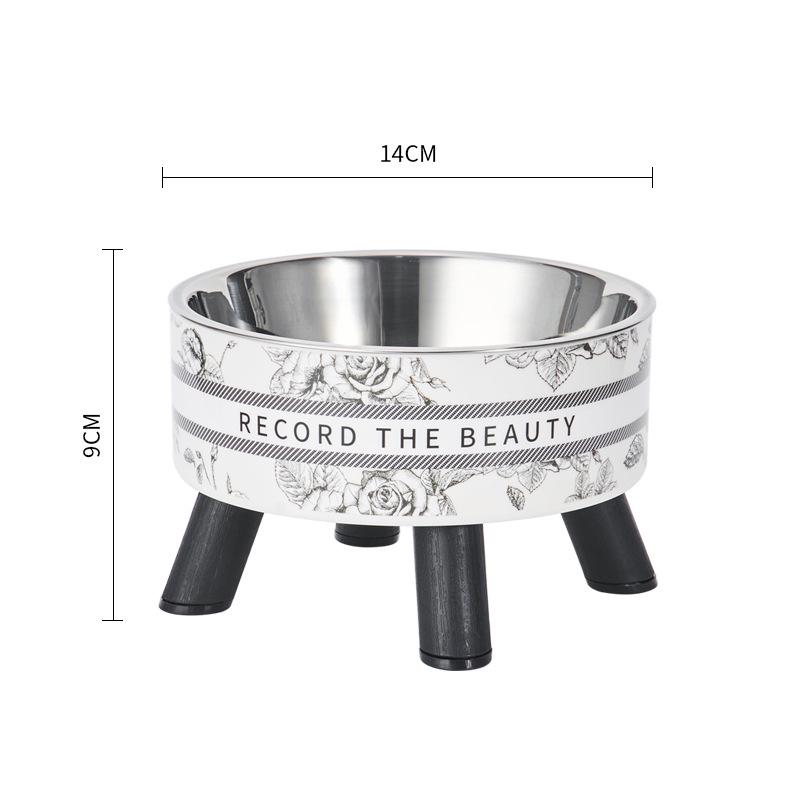 Non-Slip Stainless Steel Pet Bowl - High-Footed Design for Cat & Dog Neck Protection