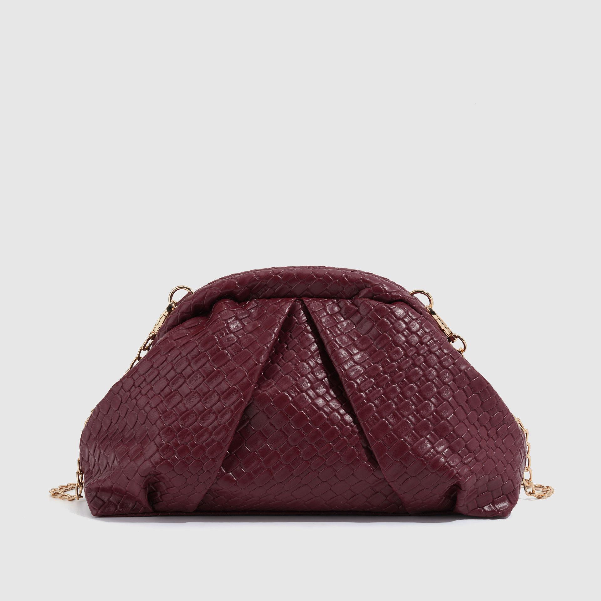 

Women Pleated Clutch Bag Luxury Designer Brand High-end Leather Handbag Vintage Serpentine Makeup Bag Portable Purse бордовый