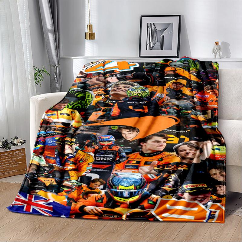 Manta Suave de Felpa Lando Norris Piloto F1, Manta de Franela Manta de Tiro para Sala de Estar Dormitorio Cama Sofá Oficina Cubierta Regalo