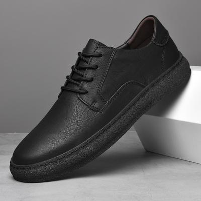 Fashion Trendy New Men's Genuine Leather Casual Shoes Versatile Men's Oxford Shoes Simple Inner Elevated Shoes Retro Low Top Shoes