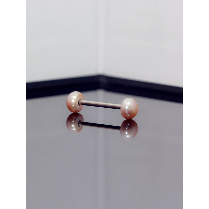 F136 Implanted Titanium Alloy Tongue Pin Natural Pearl Tongue Ring Fashion Piercing Jewelry 14G inside Screw New Arrival Tide 1.6mm (14g) Rod/10Mm Length/One Side Pearl