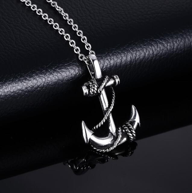 1pc Stainless Steel Vintage Anchor Pendant Necklace, Suitable For Everyday Wear