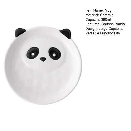 390ml Ceramic Mug Cartoon Panda Shape Large Capacity Ceramic Coffee Mug with Chinese Elements High Temperature Resistant Office Cup