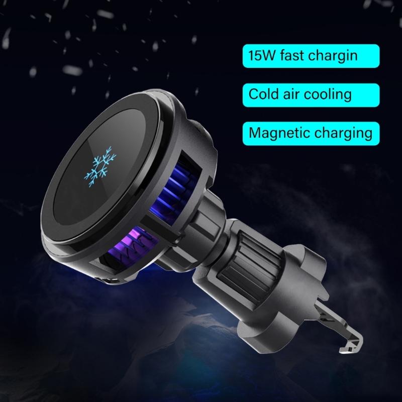 15W Fast Charging Phone Mount Support Rack Holder with Semiconductor Cooling System and Colorful Lighting for Smartphone