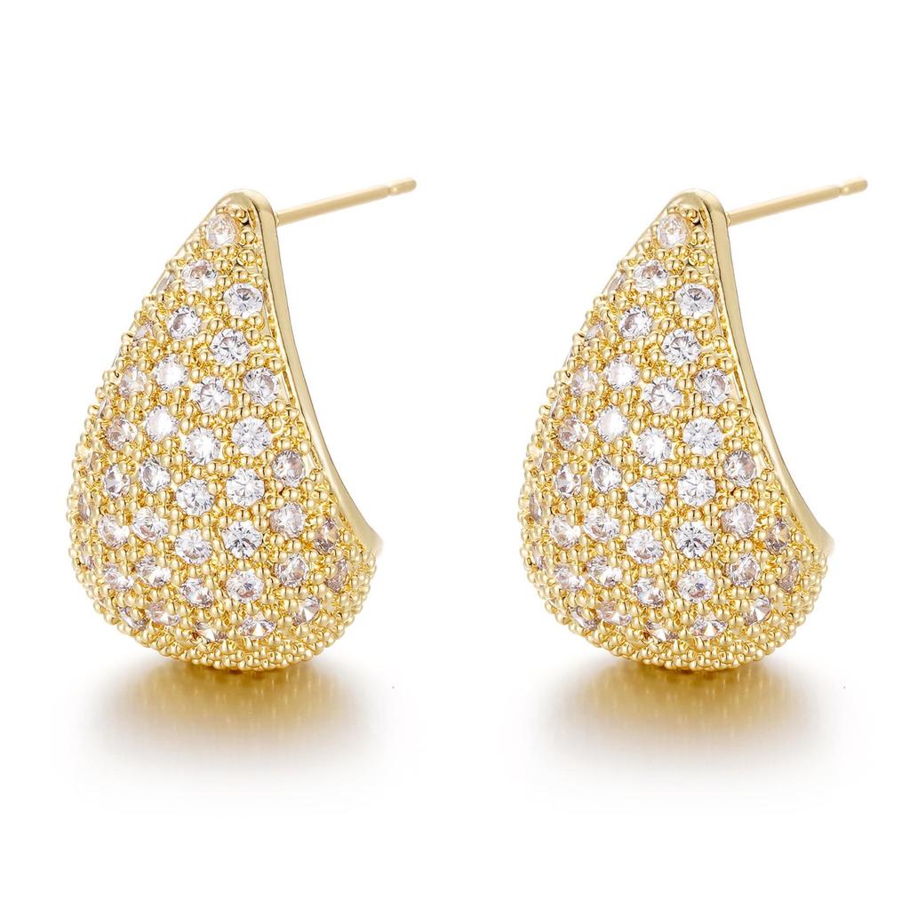 Teardrop Zircon Micro-Inlaid Earrings: Lightweight Luxury, Fashion-Forward, Personalized, Simple Design.