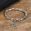 Pill Shaped Chain Bracelet for Men Boys,Chunky Stainless Steel Chain Links Wristband,Rock Punk Trendy Jwelry Gifts