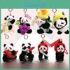 Panda Plush Keychain With Fiber Cotton Filling For School Bag Decoration