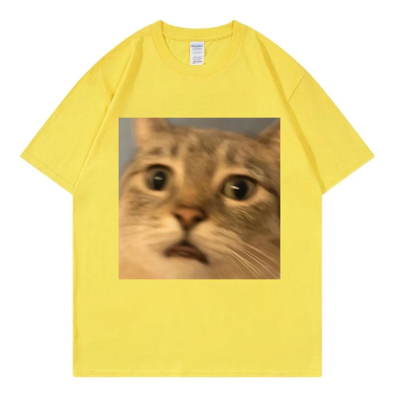 Surprised Cat Face Funny Meme Graphic T Shirts Unisex Unisex Casual Cotton Short Sleeve Tshirts Summer Fashion Oneck Loose Tshirt