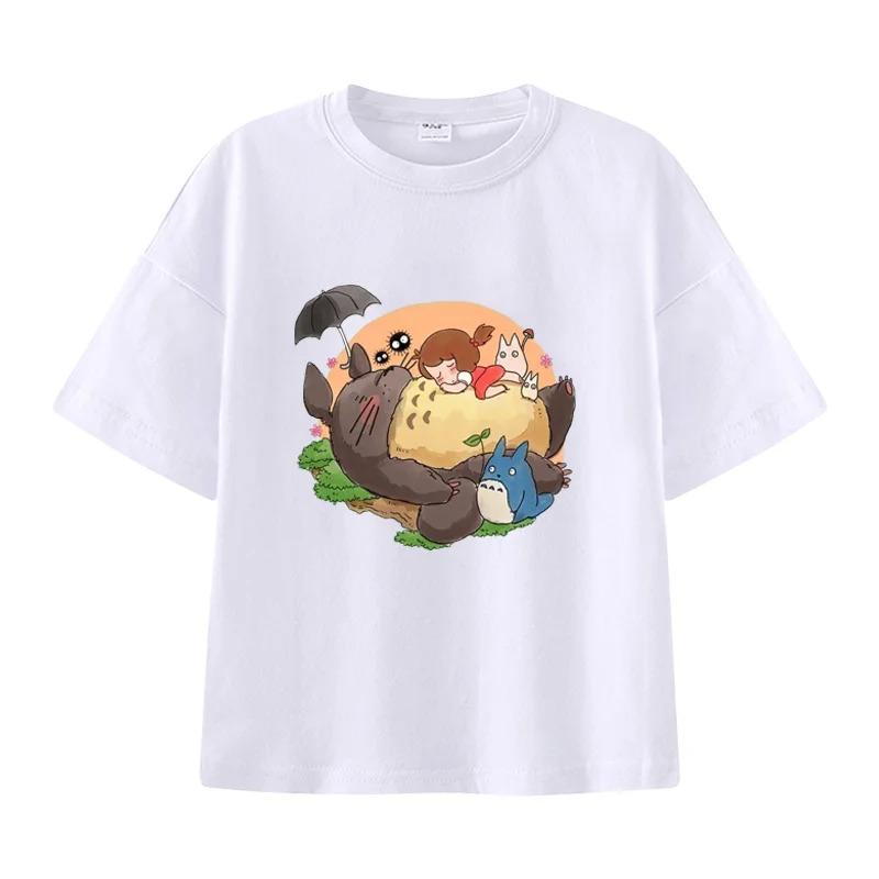 Summer Cartoon Hayao Miyazaki Totoro Printed Children's T-shirt Short Sleeved Street Fashion Men's and Women's Clothing