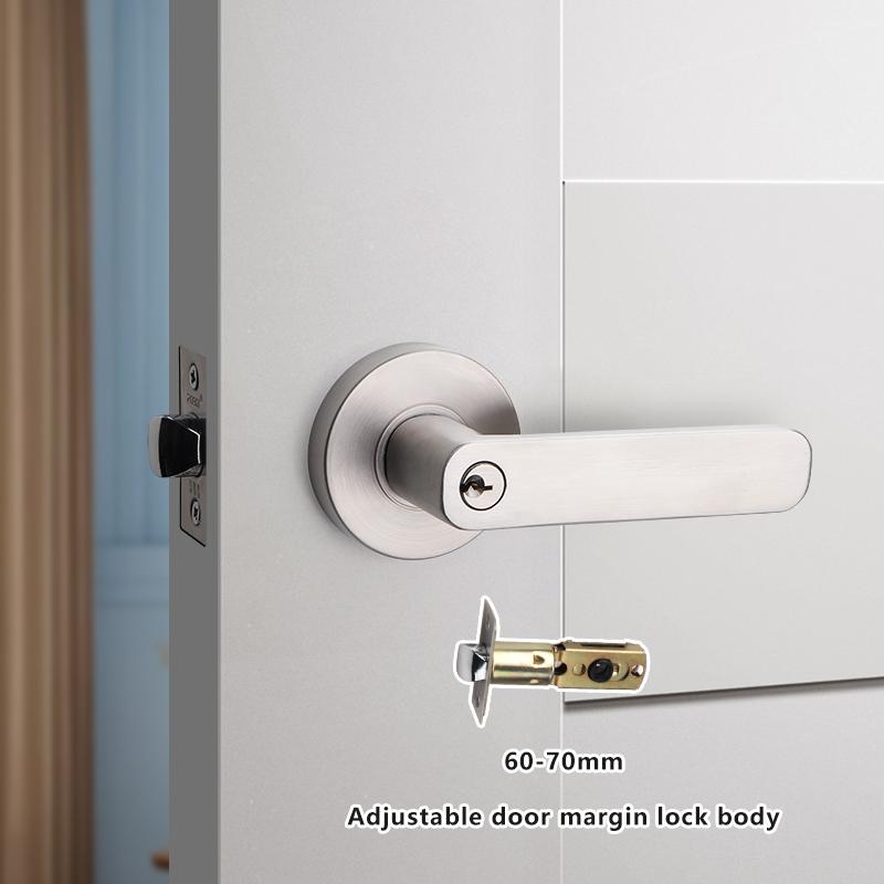304 Stainless Steel Ball Lock Indoor Wooden Door With Key Bathroom Door Handle Household Silent Thickened Anti-theft Door Lock Brushed