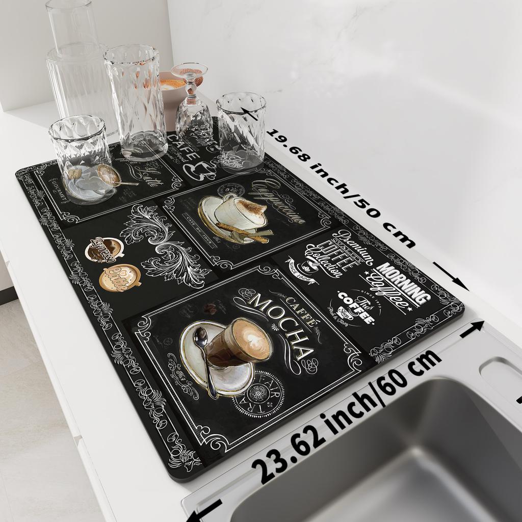 Diatomite Coffee Machine Mat Absorbent Dish Drying Mats Quick Dry Counter Top Rug Non-slip Drain Pad Placemat Kitchen Tableware