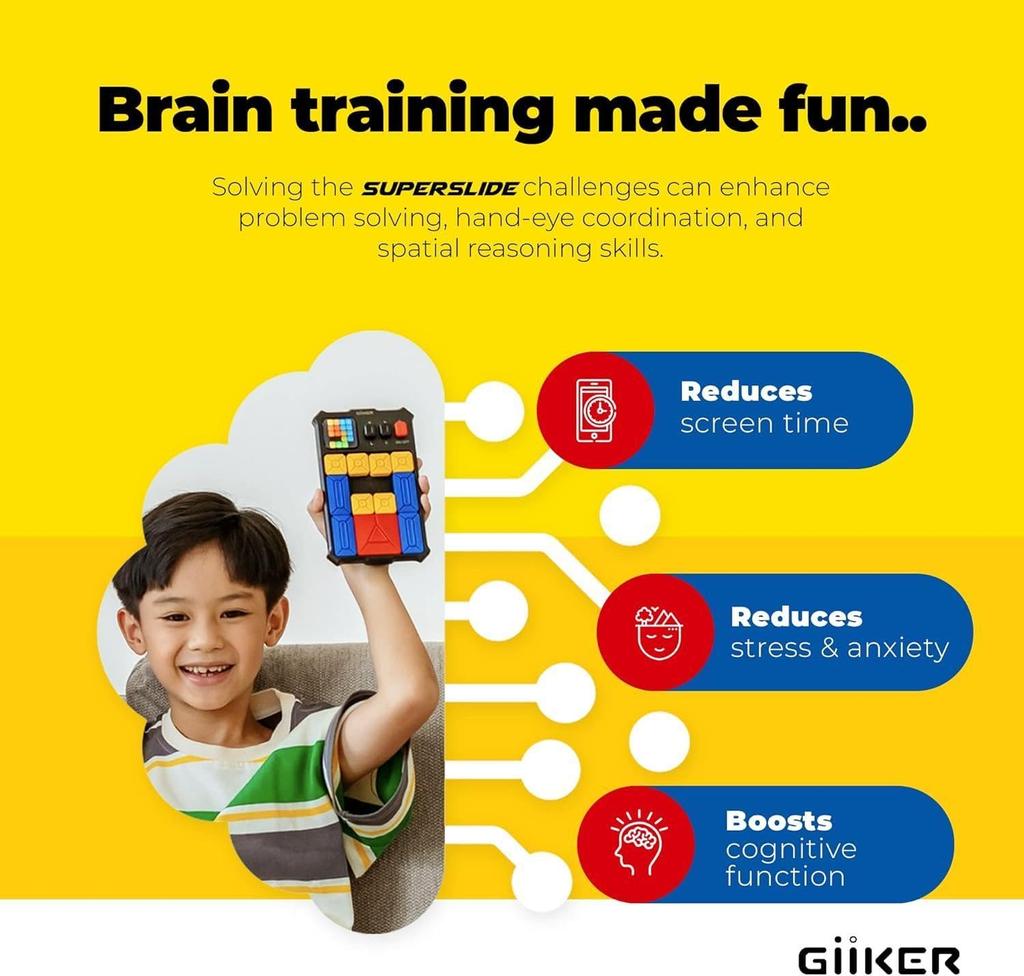 GiiKER Super Slide Portable Slide Puzzle Game, Educational and Brain Training (Japanese Instructions Included) (Black)