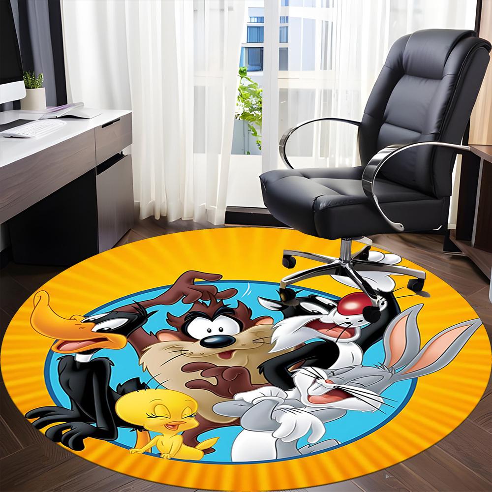 1pc Looney Tunes Office Round Area Rug, Under Office Chairs Bedroom Living Room Home Decor, Room Decoa1016168