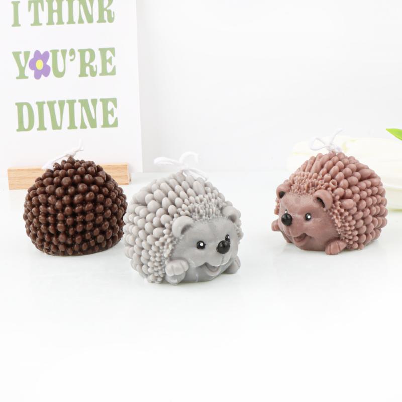 3D Cute Hedgehog Silicone Candle Mold DIY Cartoon Animal Soap Resin Plaster Mould Chocolate Candy Ice Making Set Home Decor Gift