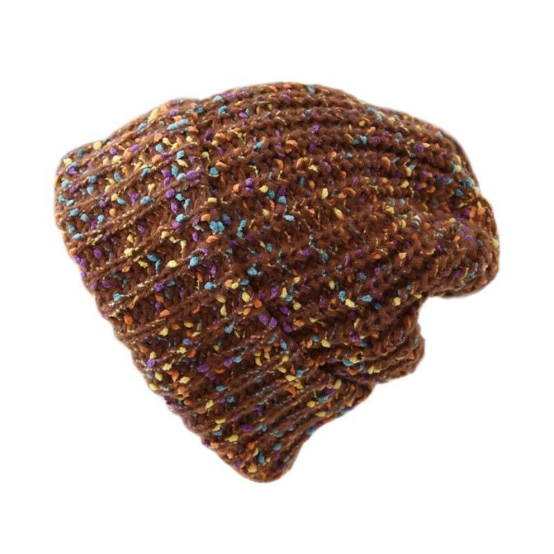 Versatile Wool Hat Women's Big Head Circumference Showing Face Small Pile Hat Autumn and Winter Mixed Color Warm Knitted Pullover Hat