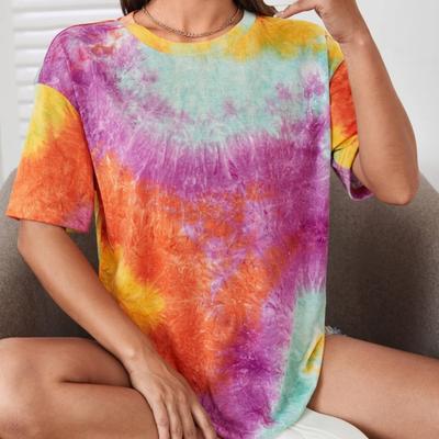 Summer Personalized Women's O-neck T-shirt Fashion Trend Tie Dye Art Print Top Casual And Comfortable Daily Women's Clothing