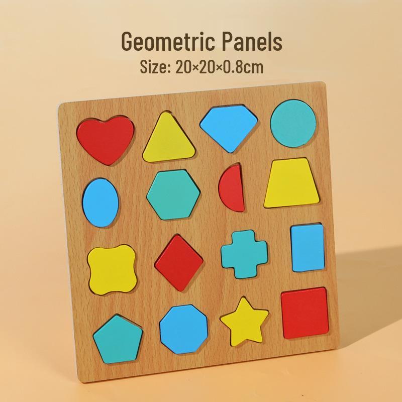 Wooden Educational Puzzle Board for Toddlers: Letters, Numbers, Shapes Recognition for Ages 1-3