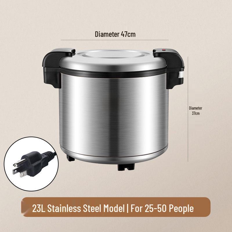 23L Wood Grain Electric Stainless Steel Rice Warmer - Insulated, Constant Temperature.