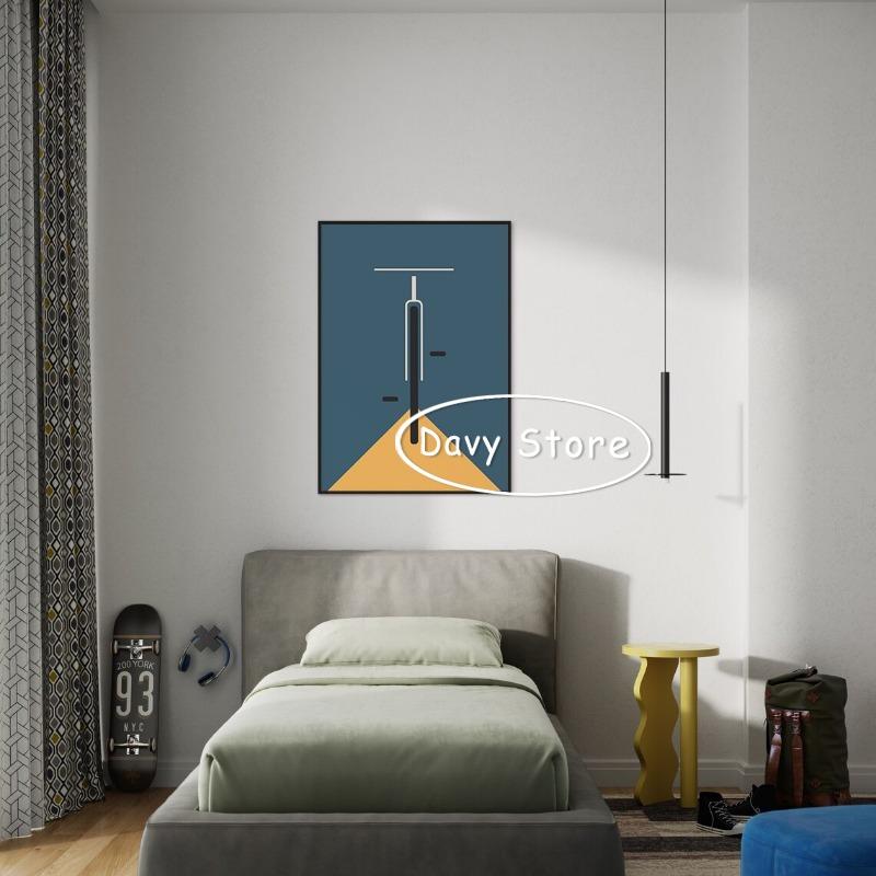 Vintage Bicycle Poster Cycling Bike Bauhaus Canvas Painting Modern Minimalist Wall Art Print Picture Home Room Decor Biker Gift