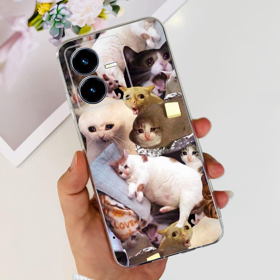 For Vivo Y22s Y22 Case VivoY22 Y 22 22S 4G 2022 V2206 V2207 Elegant Printing Soft Silicone Clear TPU Slim Phone Back Cover