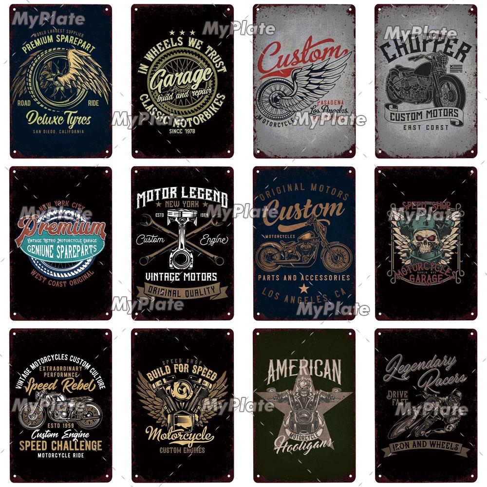 Motorrad Metall Zeichen Vintage Plaque Zinn Zeichen Wand Dekor Für Garage Club Platte Handwerk Fahrt Biker Poster Hot Rod