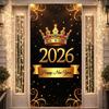 Neujahrsbanner Elegantes Design 2026 Feierbanner Frohes Neues Jahr Kulisse Bunte Edelsteine Krone Festliche Dekoration Für Die Öffentlichkeit