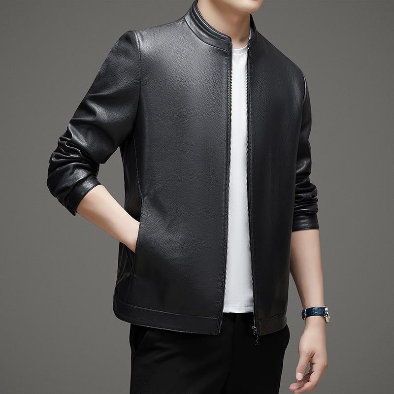 Lockere große Größe Mittleren Alters und Ältere Männer Fleece Lammfell Lederjacke Lässig Papa Kleidung Lederjacke Herrenbekleidung