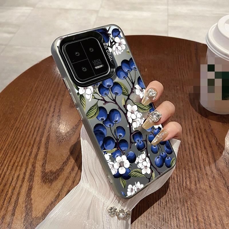 Cute Blue Flowers Case For iPhone 16 Samsung A55 M35 S24 FE Xiaomi Redmi Note 13 Pro 14C Huawei Honor 200 Shockproof Phone Bumper Anti-Scratch Cover