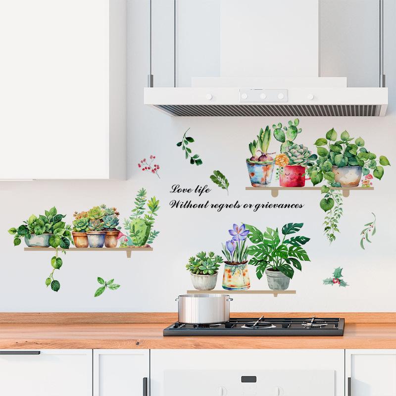 DIY Topfpflanzen Efeublätter Grünpflanze Schmetterling Wandaufkleber Selbstklebend für Mietwohnung Küche Wohnzimmer Wand Neujahrsdekoration