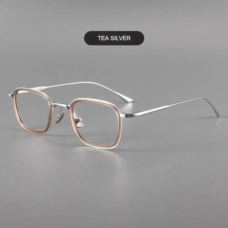 

Retro Luxury Half-Titanium Glasses Frame Women Square Eyeglass Double-Rim Design Men Glasses Business Casual Ultra-Light Glasses
