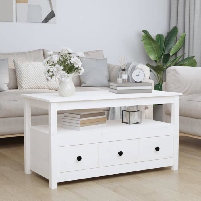 VidaXL Coffee Table White 102x49x55 Cm Solid Pine Wood 820932