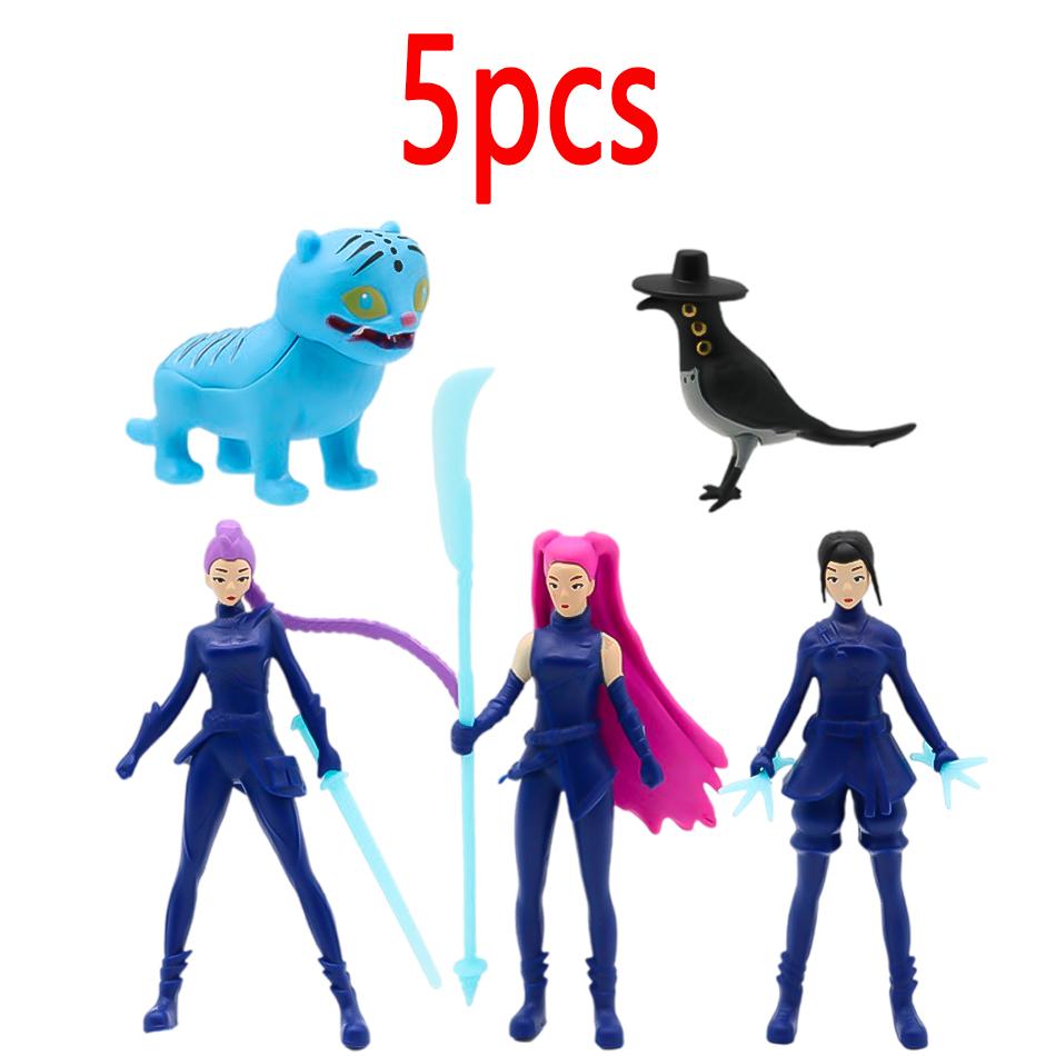 

5pcs/Set Kpop Demon Hunters Action Figure Toy Derpys Tiger Rumi Mira Zoey Sussy Figurine Doll For Fans Gift