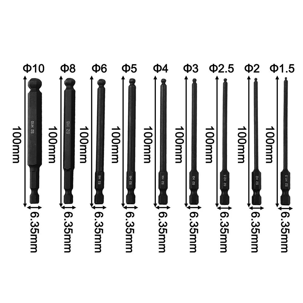 Ball End Hex Bit Ratchet Wrench Set Ball Head Screwdriver Bit 1/4 Inch Hex Shank Magentic Screwdriver Bits Set  Hand Tools