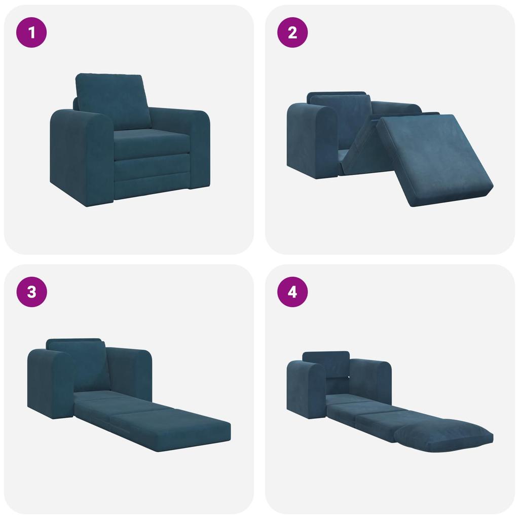 Blue Sleeper Sofa 98 x 71 x 83 cm Velvet