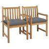 Day and Night - Day and Night Garden Chairs 2 Pcs Solid Teak Wood with Gray Cushions