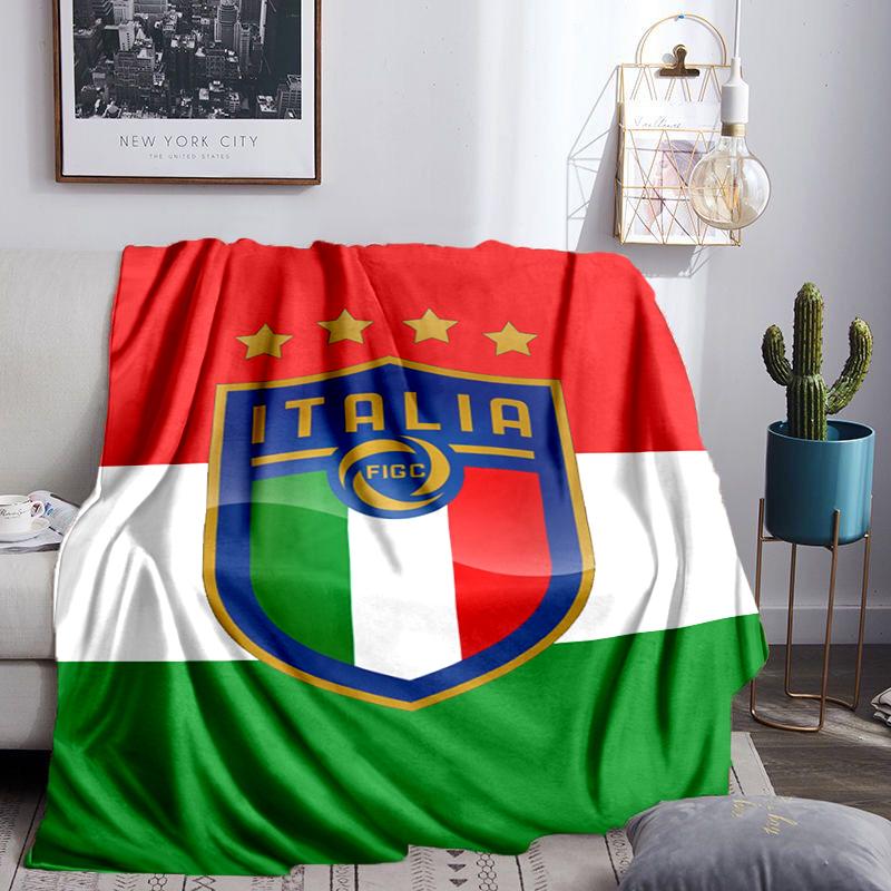 Italy Football Crest Blanket Flannel Throw for Sofa, Indoor, Camping, Living Room, Office, Chair, And Bed Soft Birthday Gift