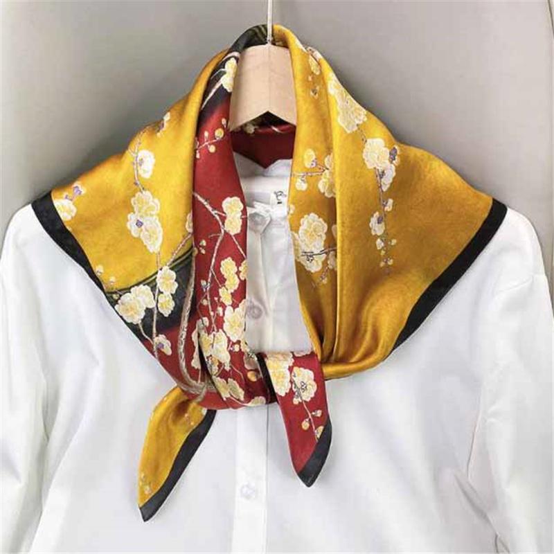 68*68cm 100% Mulberry Silk Scarf Luxury Printed Square Shawl Elegant Lightweight Soft Summer Fashion Accessory Women